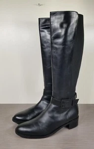 Aquatalia Orella Tall Weatherproof Leather & Stretch Boot, Black Womens Size 9 M - Picture 1 of 8