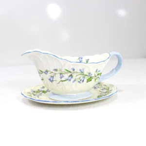 Shelley England Harebell Oleander Soße Boot & Unterplatte feines Knochenchina - Bild 1 von 9