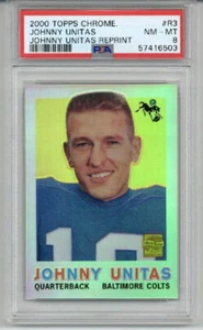 2000 TOPPS CHROME REPRINT REFRACTOR #R3 JOHNNY UNITAS PSA 8 POP 1 NONE HIGHER - Picture 1 of 2