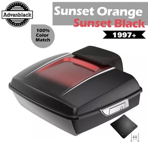 Sunset Orange/Sunset Black Rushmore Chopped Tour Pack For 97+ Harley/Softail - Picture 1 of 13