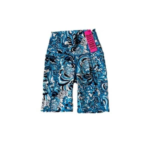 Lilly Pulitzer Luxletic Bike Shorts High Waist Activewear Blue Floral XS - Picture 1 of 7