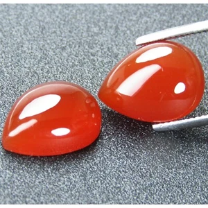 18.42Cts Excellent Natural Red Color Carnelian Pear Shape Matching Pair - Picture 1 of 4