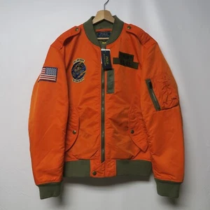 Giacca Bomber Polo Ralph Lauren ARANCIONE Surplus Twill Air SQDRN 67 Nuova con etichette Tg LARGE L - Foto 1 di 15