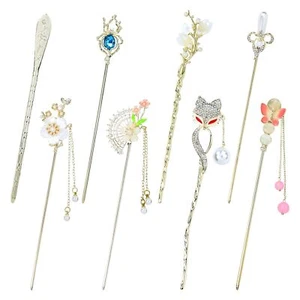 8 Pcs Rhinestone Hair Stick Vintage Chignon Pin Chopsticks Hair Pin for Women - Picture 1 of 9