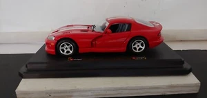 1997 Burago Dodge Viper GTS Coupe Red w/White stripes 1/24 B137 - Picture 1 of 3