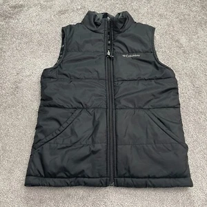 Columbia Reversible Fleece Softshell Vest Boys Large Black Camouflage Outdoor - Picture 1 of 12