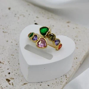 Vergoldeter Edelstahl Farbe Zirkonia Gemma Mode Verstellbarer Ring - Bild 1 von 3