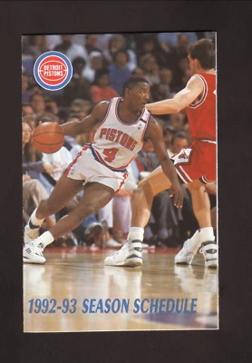Detroit Pistons Joe Dumars 1992-93 Pocket Schedule Budweiser - Image 1 of 2