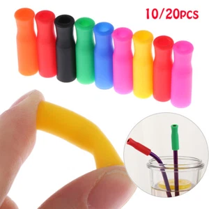 6mm/8mm Food Grade Silicone Straw Caps Anti Burn Teeth Protector Bar Reusable ` - Bild 1 von 11