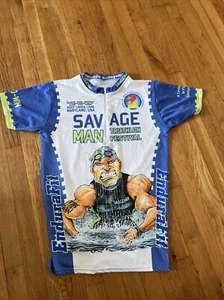 Bib Mens Medium Blue White Cycling Bike Savage Double Side Singlet - Picture 1 of 5