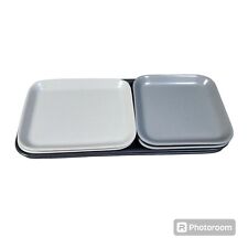 IKEA 3 pc  Serving Platters Plates Gray White Black Porcelain Stacking Appetizer