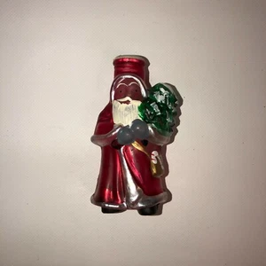 Vintage Weihnachtsmann mit Baum Alte Welt Weihnachten Glas Mini Licht Abdeckung 3,5"  - Bild 1 von 5