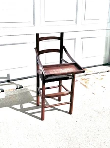 Antique Wooden Toy Baby Doll High Chair Ladder Back Swing Tray - Picture 1 of 10