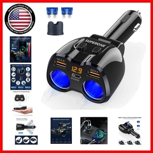 180W Cigarette Lighter Adapter with Fast Charging USB Ports for Multi-Device Use - Picture 1 of 10