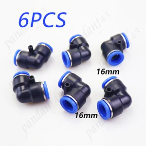 6pcs 16mmx16mm Pneumatico 90 Gradi Gomito Connettore Tubo Spingere Raccordo Aria - Foto 1 di 6