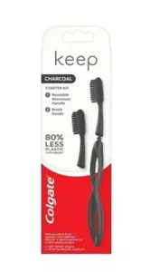 Colgate Keep Manual Toothbrush Charcoal Starter Kit, 1 Handle and 2 Brush Heads - Picture 1 of 1