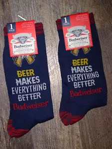 2 Paar Socken ~ Herren Crew Budweiser Bier Herren Freizeit - Bild 1 von 5