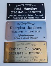 Memorial Plaque Name Plate Bench Grave Marker Silver Gold Brass Effect & Black