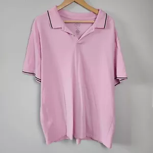 ST. JOHN'S BAY XXL 2XL LEGACY POLO PINK BLACK STRIPED 100% Cotton SHIRT TOP - Picture 1 of 7