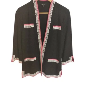 Misook Blazer Jacke schwarz rosa weiß Details Small - Bild 1 von 7