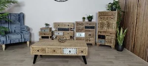 Mango-Holz Möbel Kommode Sideboard Couchtisch TV-Bank Unikat Natur Highboard - Bild 1 von 51