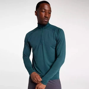 Neu mit Etikett Medium VRST Circuit nahtloser 1/4-Reißverschluss Pullover für Herren - grün dunkel meliert - Bild 1 von 9