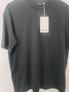 COS Men's T-Shirt Tagged NEW size Small Khaki/Dark Green Organic Cotton - Picture 1 of 6