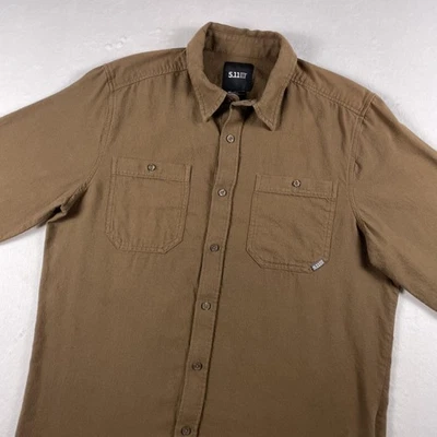 5.11 Tactical Flannel Shirt Mens M Dark Earth Brown Silverwood L/S Button Up 511 - Image 1 of 4