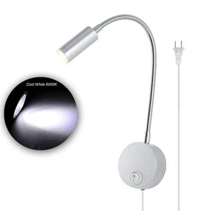 3W LED Bedside Reading Light Flexible Gooseneck Book Lamp Wall Mount Headboard S - Picture 1 of 9