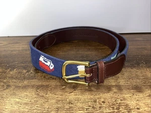 Harding-Lane Needlepoint Golfgürtel - Größe 42, Navy Canvas & Leder, Handarbeit - Bild 1 von 7