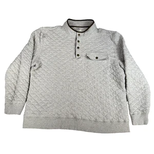 Faherty Pullover Mens 2XL Beige Quilted Snap Button Long Sleeve Sweater Henley - Picture 1 of 10