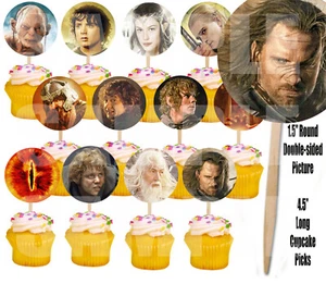 Lord of the Rings Cupcake Picks Cake Toppers -12 pcs, Gollum Frodo Gandolf Bilbo - Picture 1 of 2