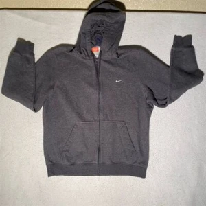 Vintage Nike Men's Large Gray Full Zip Hoodie Embroidered Swoosh Logo Flaw - Picture 1 of 10