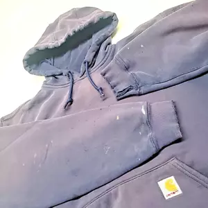 Carhartt Hoodie Sweatshirt Men’s Large "Naturally DISTRESSED" Navy Blue Purple - Picture 1 of 16