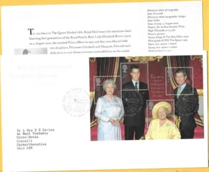 ROYAL MAIL 2000 FDC - QUEEN MOTHER'S 100th BIRTHDAY (M/sheet) - Shs CLARENCE HSE - Picture 1 of 2