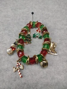 Christmas Themed Beaded Bracelet Unbranded Elastic band - Picture 1 of 6