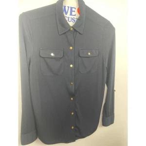Lauren Ralph Lauren Gr. M elegante marineblaue Bluse mit Messingakzenten - Bild 1 von 8