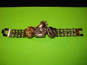 Boca Classics Copper Tone Metal Color Motorcycle/Chain Wrist Watch /Bracelet - Picture 1 of 4