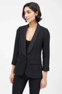SMYTHE Satin Shawl Lapel Tuxedo Blazer Jacket Wool Made in Canada Revolve 2 $795 - Picture 1 of 12