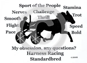 Harness Horse Standardbred Obsession, Questions? T-shirt Unisex Choices - Picture 1 of 4