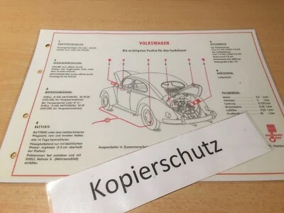 VOLKSWAGEN Piano di lubrificazione e manutenzione VW Maggiolino (Ovali) Shell