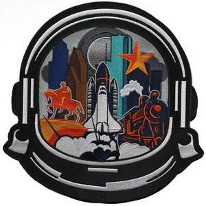 H-town Skyline Astronaut Helmet Patch Rocket Train Star Embroidered Iron On - Picture 1 of 1