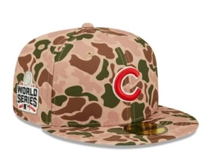 NEW Chicago Cubs New Era 59Fifty Fitted Hat sz 7 3/4 Camo 2016 Series Patch MLB - Picture 1 of 9
