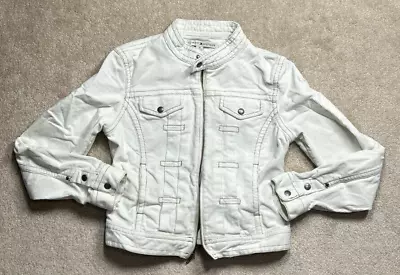 Tommy Hilfiger Corduroy Jacket Women's Sz Medium Ivory Biker Stretch Pockets VTG - Image 1 of 4