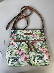 Dana Bachman Green W/ Floral Crossbody Handbag Pre-owned - Picture 1 of 9