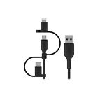 Belkin Universal Cable 3-in-1 USB-C, Lightning Micro-USB Charging Cable 1m Black