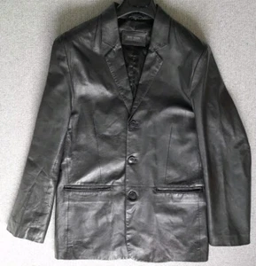 Balmain Vintage Medium Mens Black Leather Jacket Single Breasted Used Jacket - Picture 1 of 9