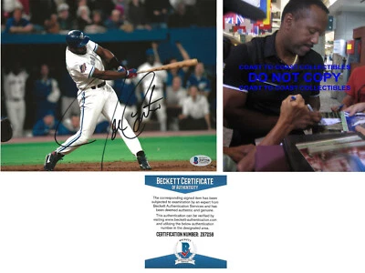 Joe Carter Toronto Blue Jays firmado béisbol 8x10 foto Beckett certificado de autenticidad prueba automático, Foto 1 de 4