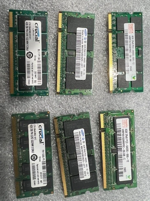 Lote de 6 Memorias RAM Labtop DDR2 PC2-6400 4GB *Todas probadas funcionando* Foto 1 de 1