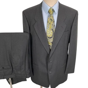 Pierre Cardin Anzug Herren 43L 36W 31L anthrazit Nadelstreifen klassisch Karriere Wolle Vintage - Bild 1 von 17